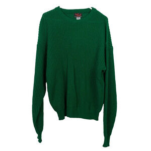 Vintage 70s Sun Man Chunky Knit Green Sweater Mens Large